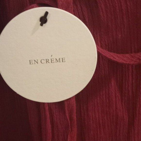 En Creme Top Womens Small Boho Crochet Insert red Tassel Tie Top Blouse - Picture 3 of 3